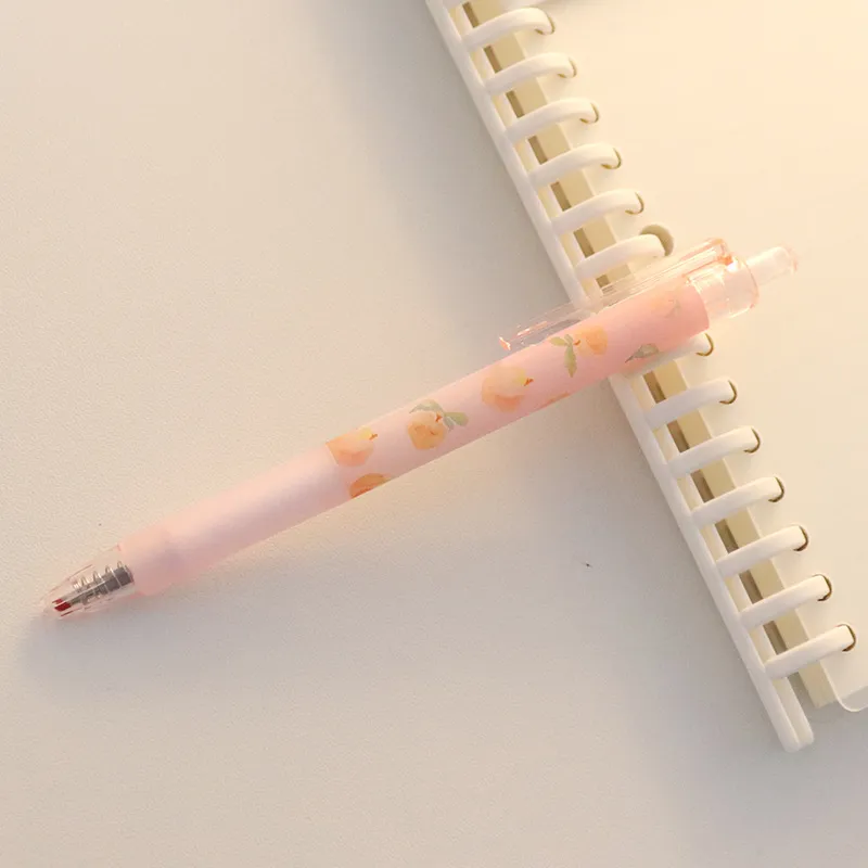 Cute Peach Press Gel Pen Korean Stationery Kawaii Gel Ink Rollerball Pens – image 3