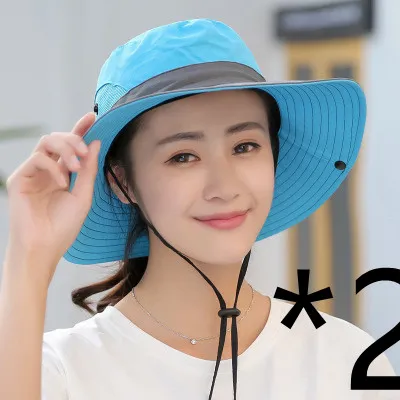 Summer Men's And Women's Outdoor Sports Fisherman Hats - 2Pcs Blue