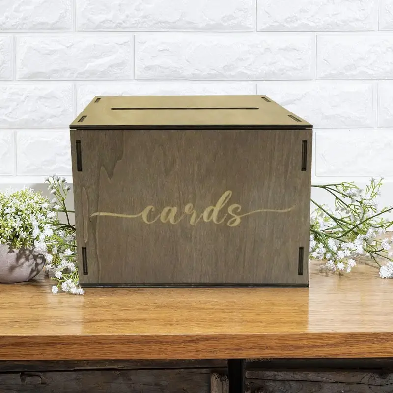 Rustic Wooden Wedding Card Box With Slot, Cards Lettering Wooden Gift Card Holder Box For Wedding Reception, Bridal Shower, Graduation Party Decor