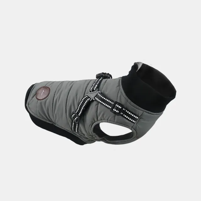 Pet Autumn And Winter New Dog Clothes Cotton padded Clothes Warm Pet Thickened Chest And Back Integrated Gray - Shop at LoveMi