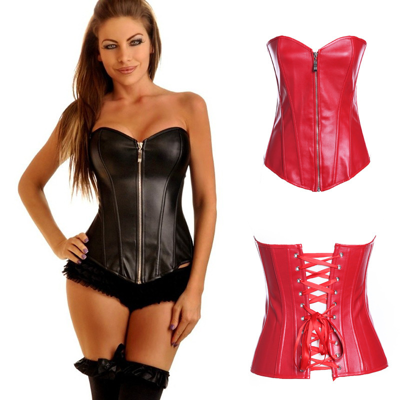 Court Zip-up Bodice In Leather Style