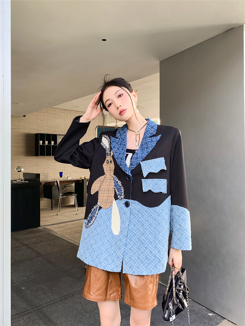 Beggar Rabbit Women's Denim Suit Jacket Blue - Shop at LoveMi