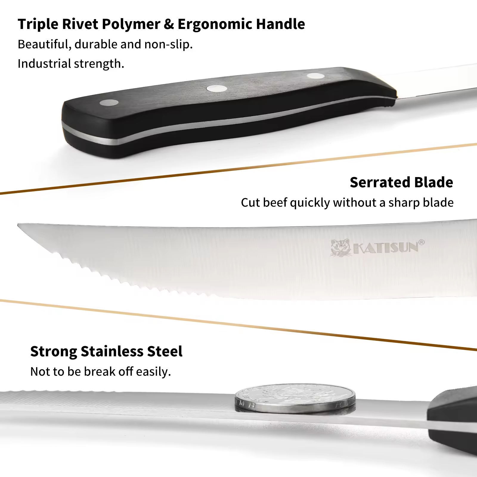 8-Piece 4.5-Inch Steak Knife Set, Carbon Steel Double Bevel, With Eco-Friendly POM Handles And Gift Box 3