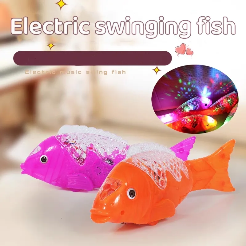 Children's Electric Fish Toy Flash Swing Projection Luminous Music