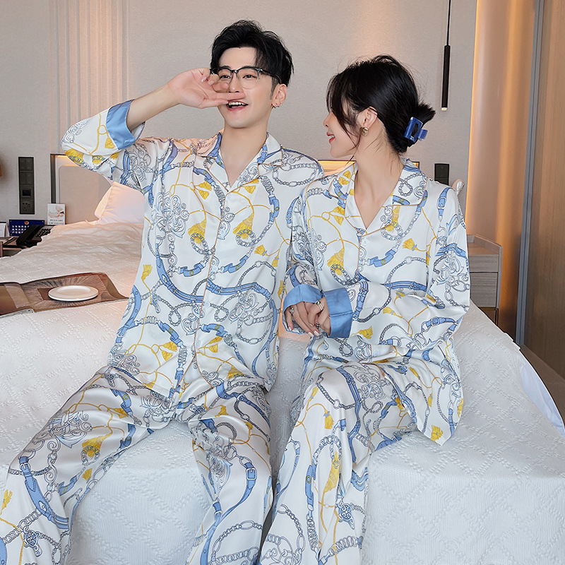 Title 4, Spring And Autumn Ice Silk Pajamas Male Couple ...