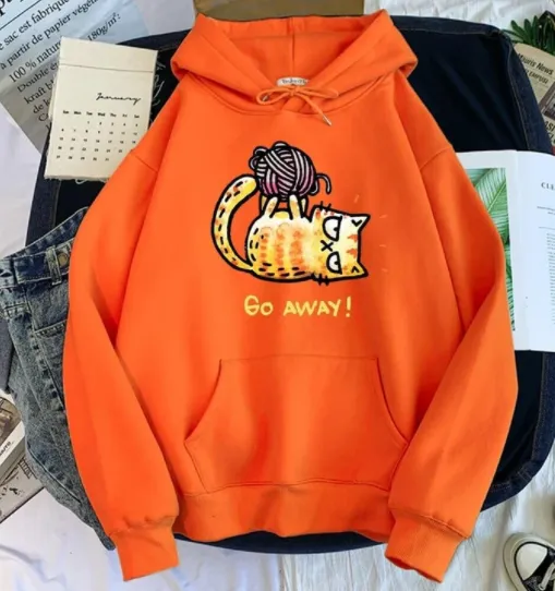 Creative Personality Pattern Hooded Sweater Orange - Shop at LoveMi