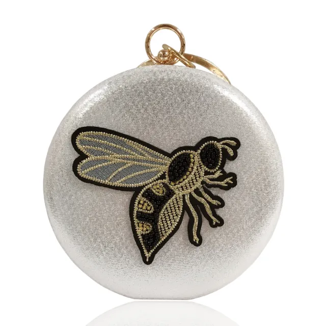 Flat Box Embroidered Beaded Bee Clutch Party Bag Red - Shop at LoveMi