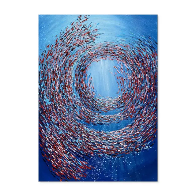 Thick Textured Knife Painted Fish Vortex Painting Handmade Abstract Oil Painting Canvas Wall Art For Home Decoration Without Inner Frame - Shop at LoveMi