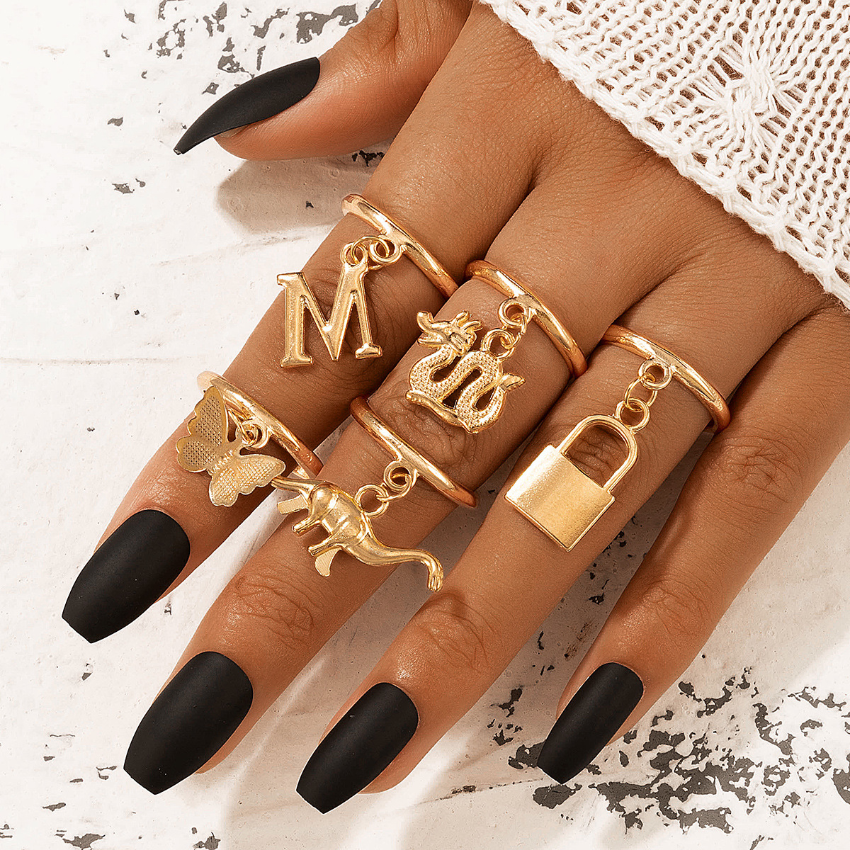 Popular Yuan Series Alloy 5-piece Ring