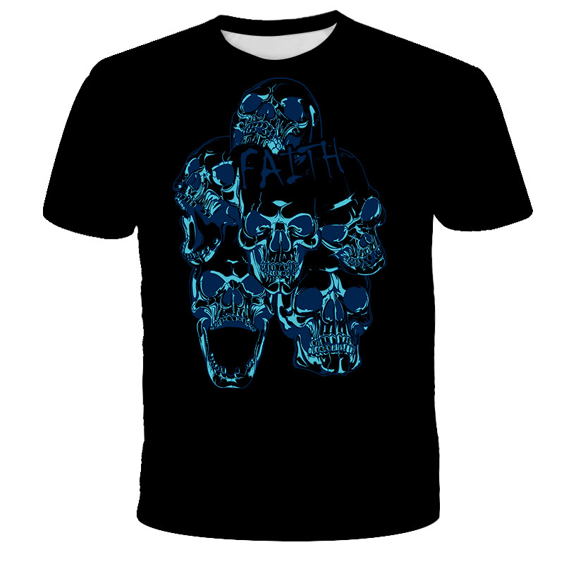 Title 6, Camiseta 3D com estampa de caveira de desenho a...