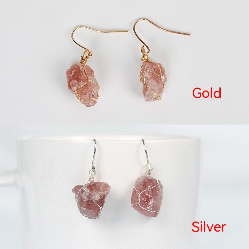 Natural Crystal Mixed Irregular Rough Stone Earrings