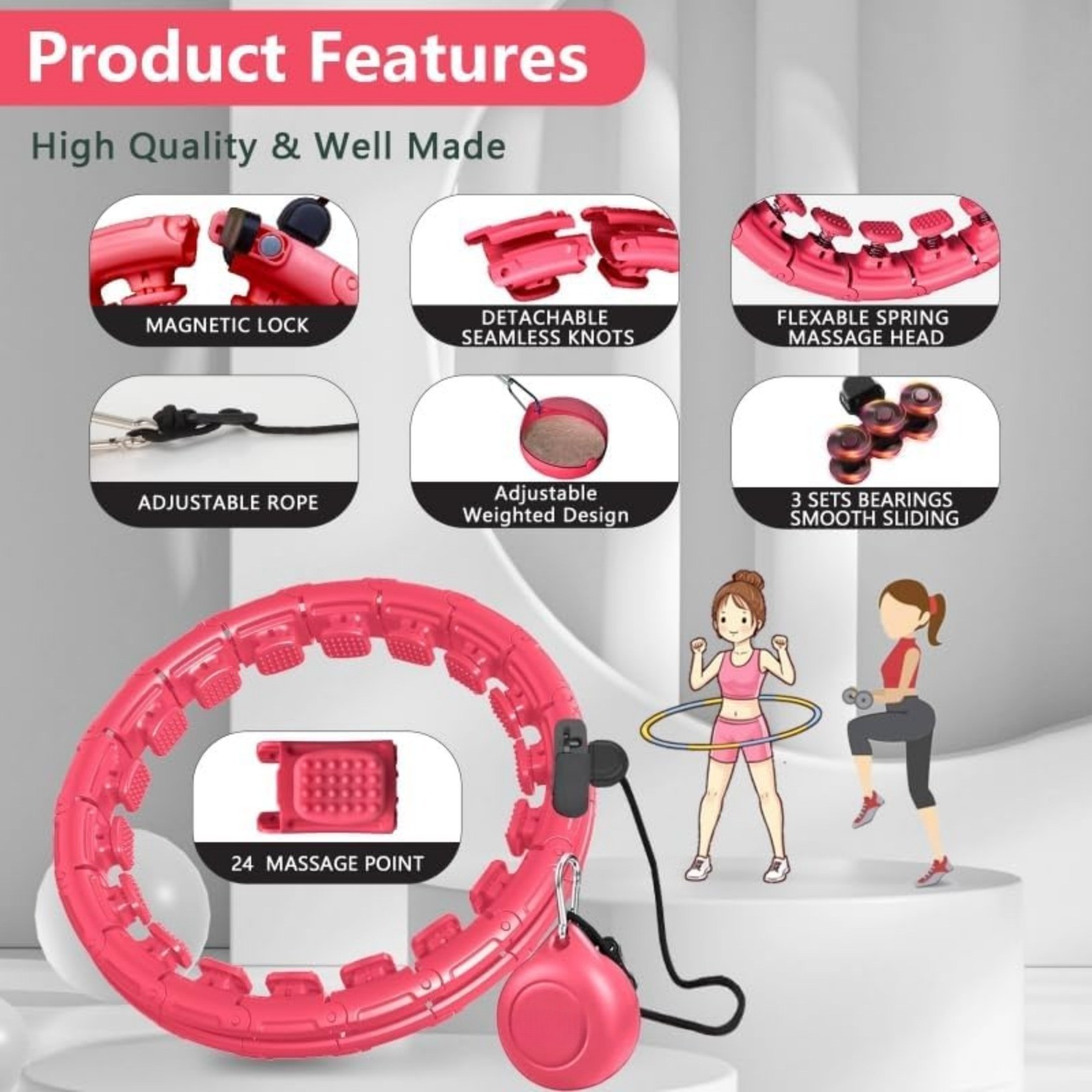 Smart Weighted Hula H Oop 24 Detachable Links 0.7lb Gravity Ball 31-47 Inch — image 6