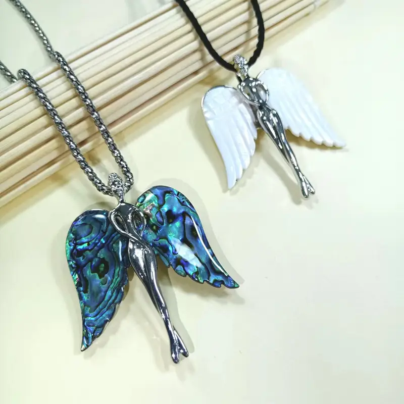 Natural Cotton Shell Angel Brooch Pendant
