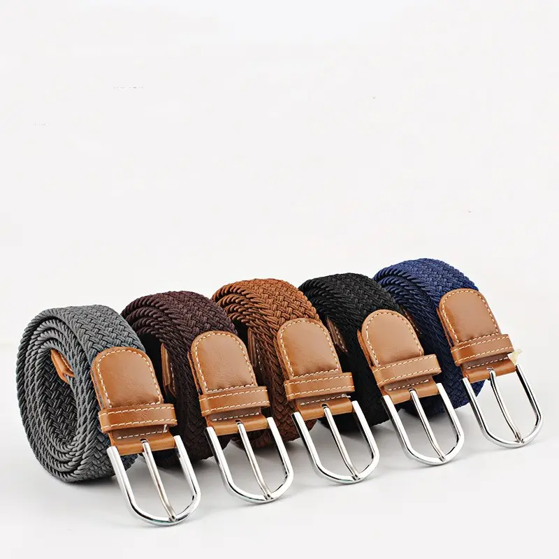 Women's Canvas Belt Student Pants Casual Stretch Braided Needle