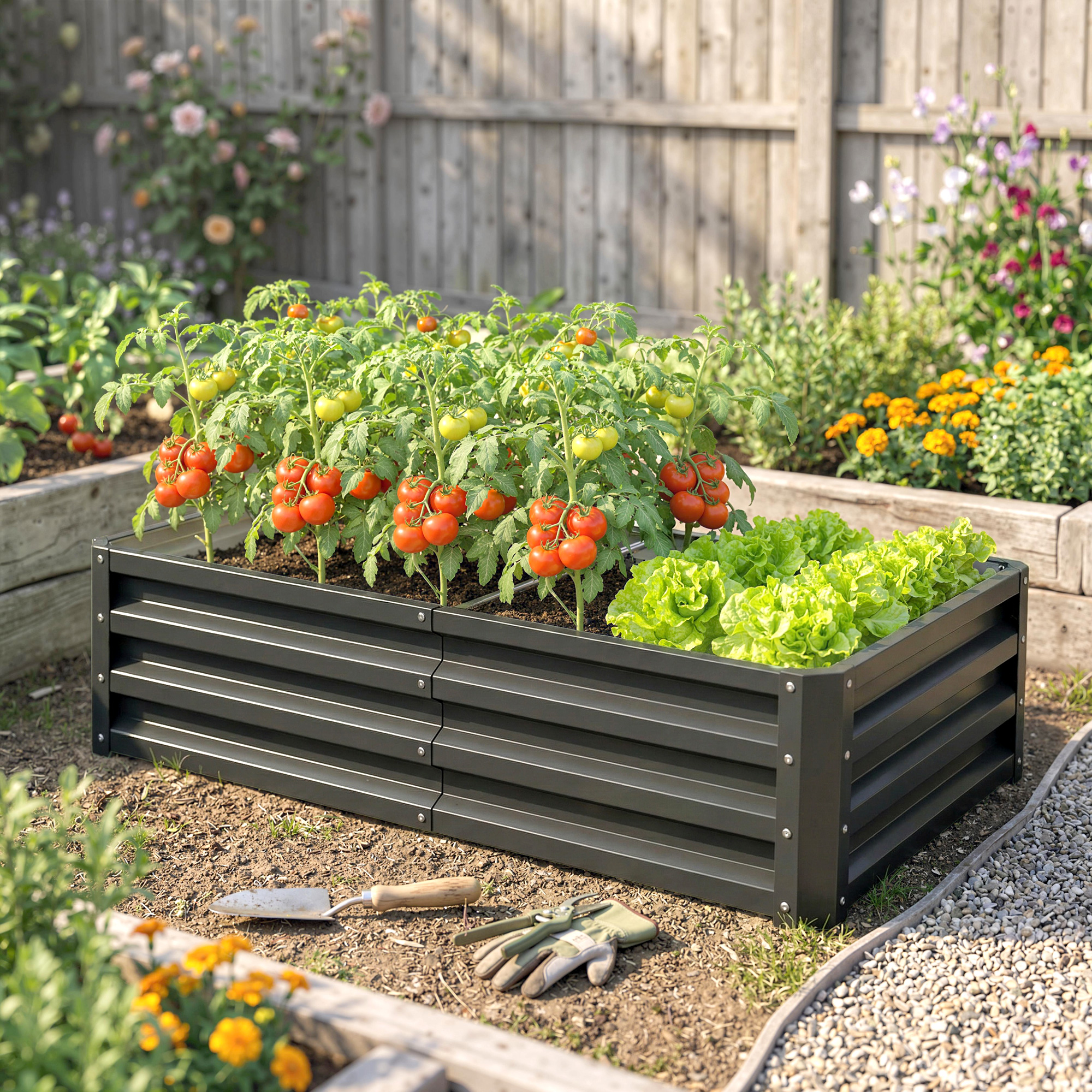 Garden Elevated Flower Beds, Galvanized Outdoor Planting Boxes, Suitable — image 6