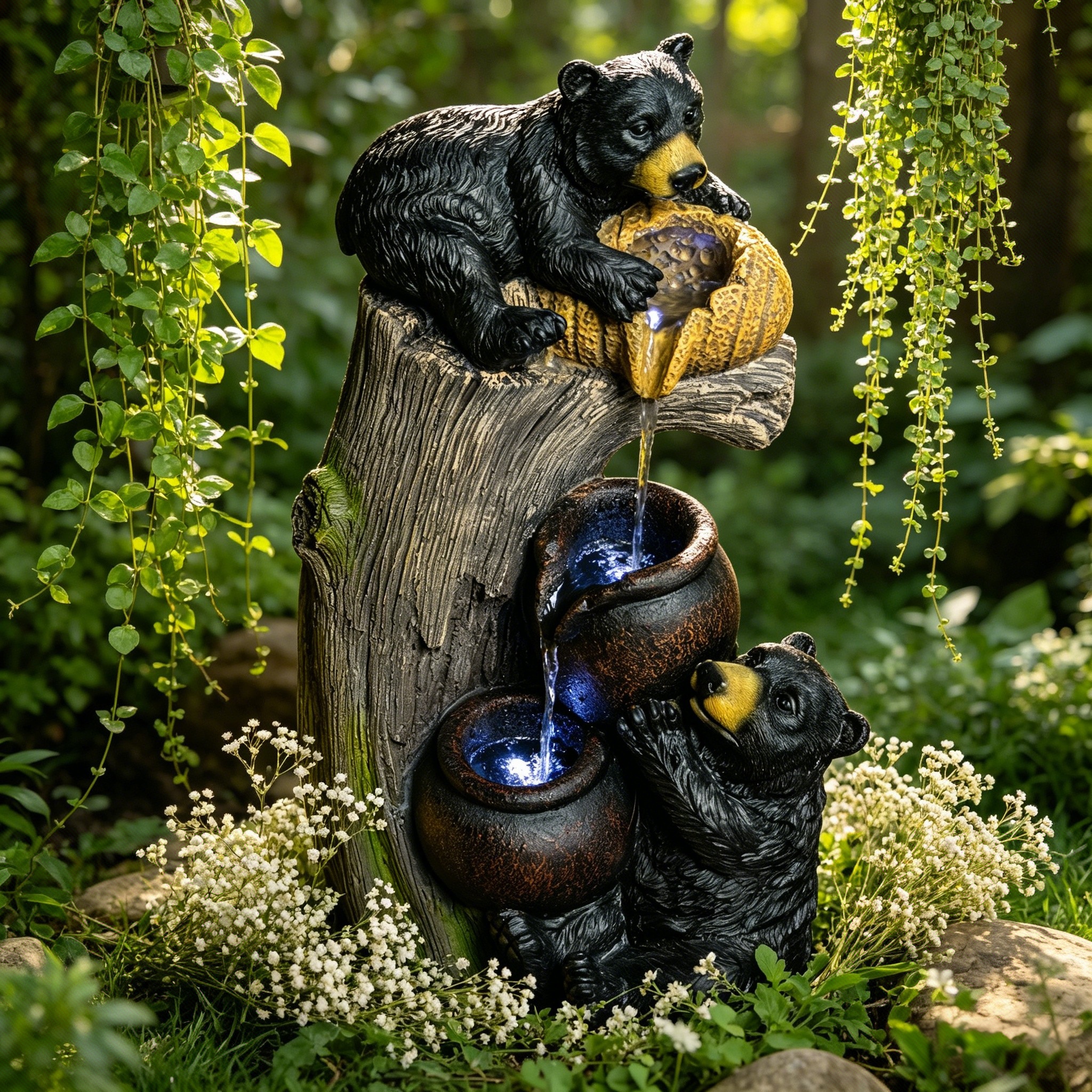 Bear Outdoor Water Fountain With LED Lights Cascading Fountains Outdoor For Patio Yard Balcony 23.62inch Garden Fountains Outdoor And Outdoor Water Fountain Decor — foto 10