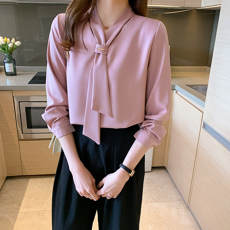 New Korean Style Fashion Long-Sleeved Professional Shirt With Western Style Streamer