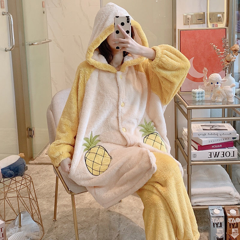 Title 4, Couples Thick Flannel Hooded Pajama Set