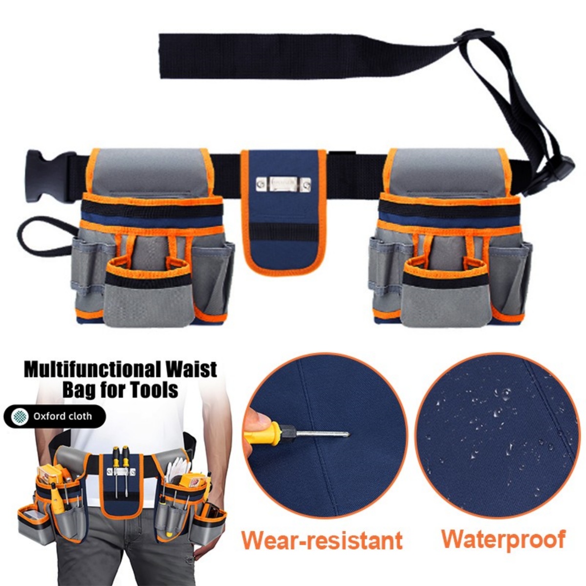 Double Tool Belt Pouch 12 Pocket Heavy Duty Joiners Carpenter Builders Nails UK — image 3