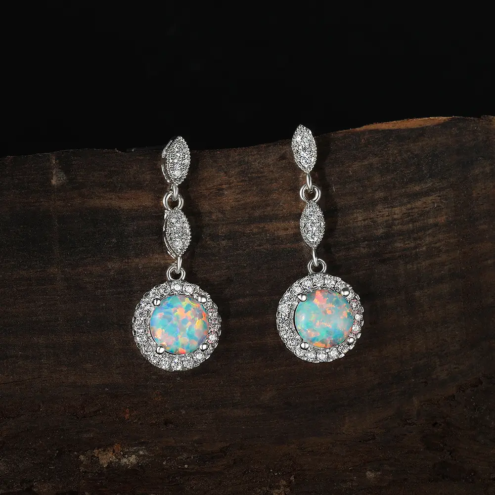 Trendy Rose Gold White Multicolor Round Opal