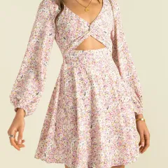 V-neck Long-sleeved Floral Dress Trendy Brand - Fqon003 - View 1