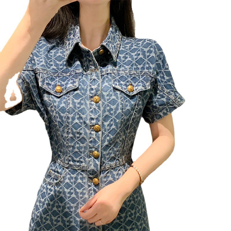 Denim Polo-Collar A-Line Dress, picture 5 of 5