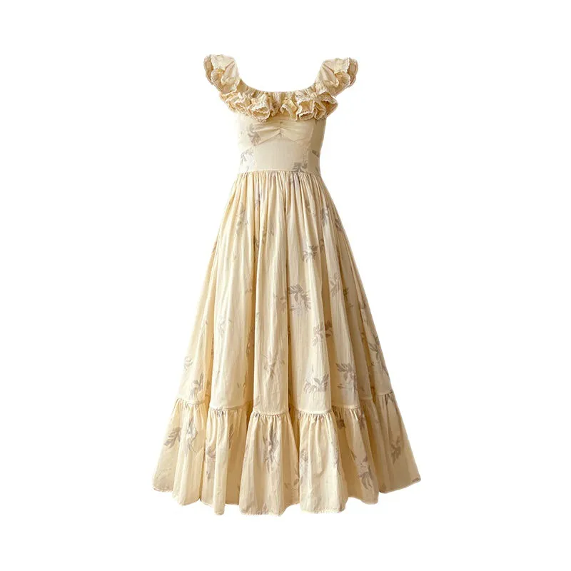 Holiday Style Swing Mid Length Waist Dress - Sandersonia Aurantiaca-Xl