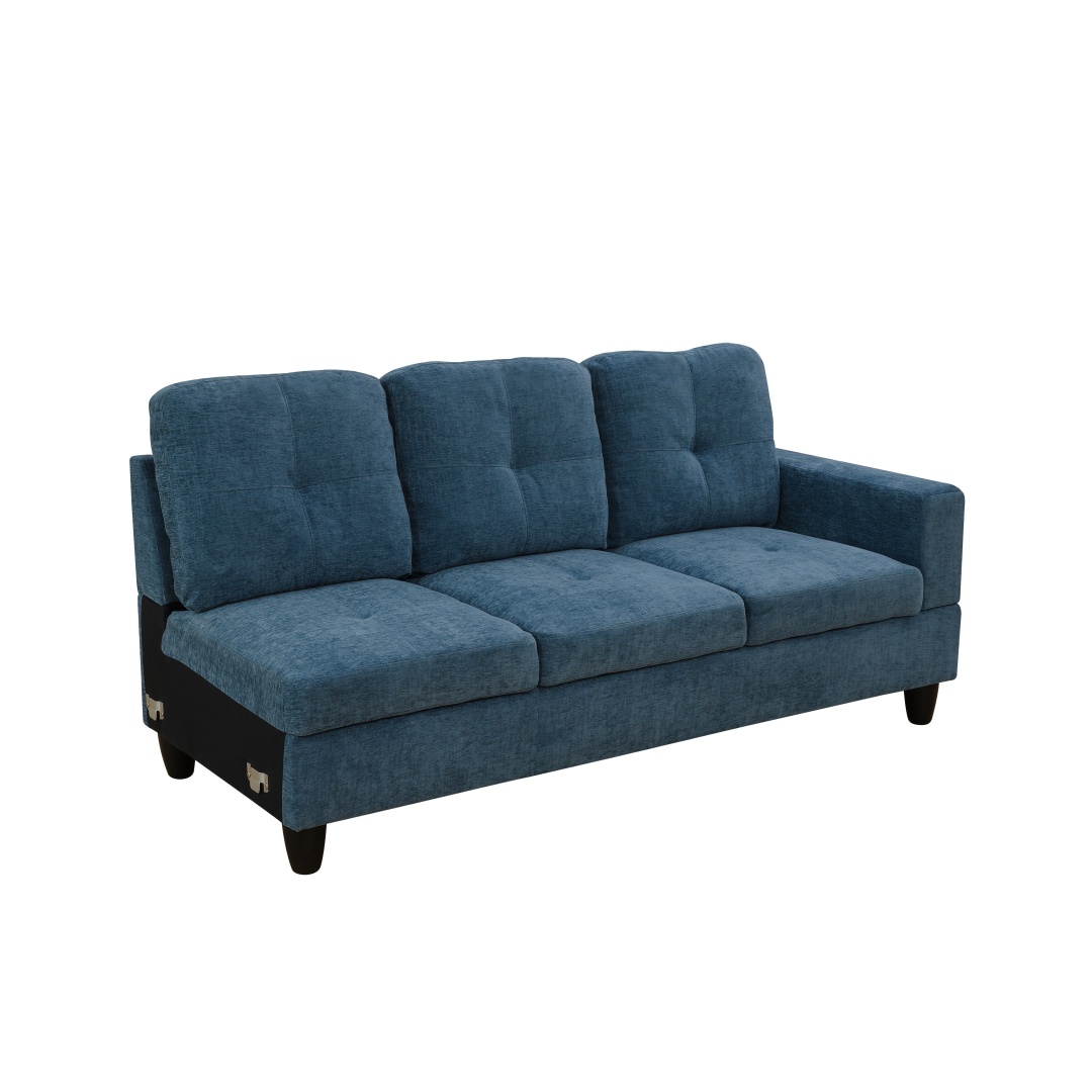 Pickup Only--Blue Flannel 3-Piece Couch Living Room Sofa Set