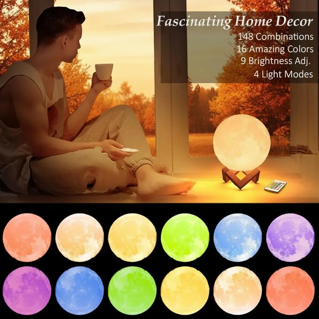 16-Color Lamp With Stand And Remote, Moon
