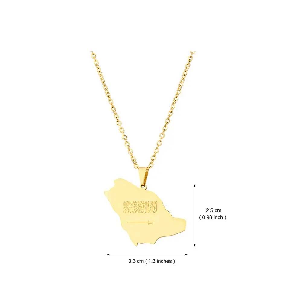 Map Stainless Steel Pendant Necklace Geometric Type