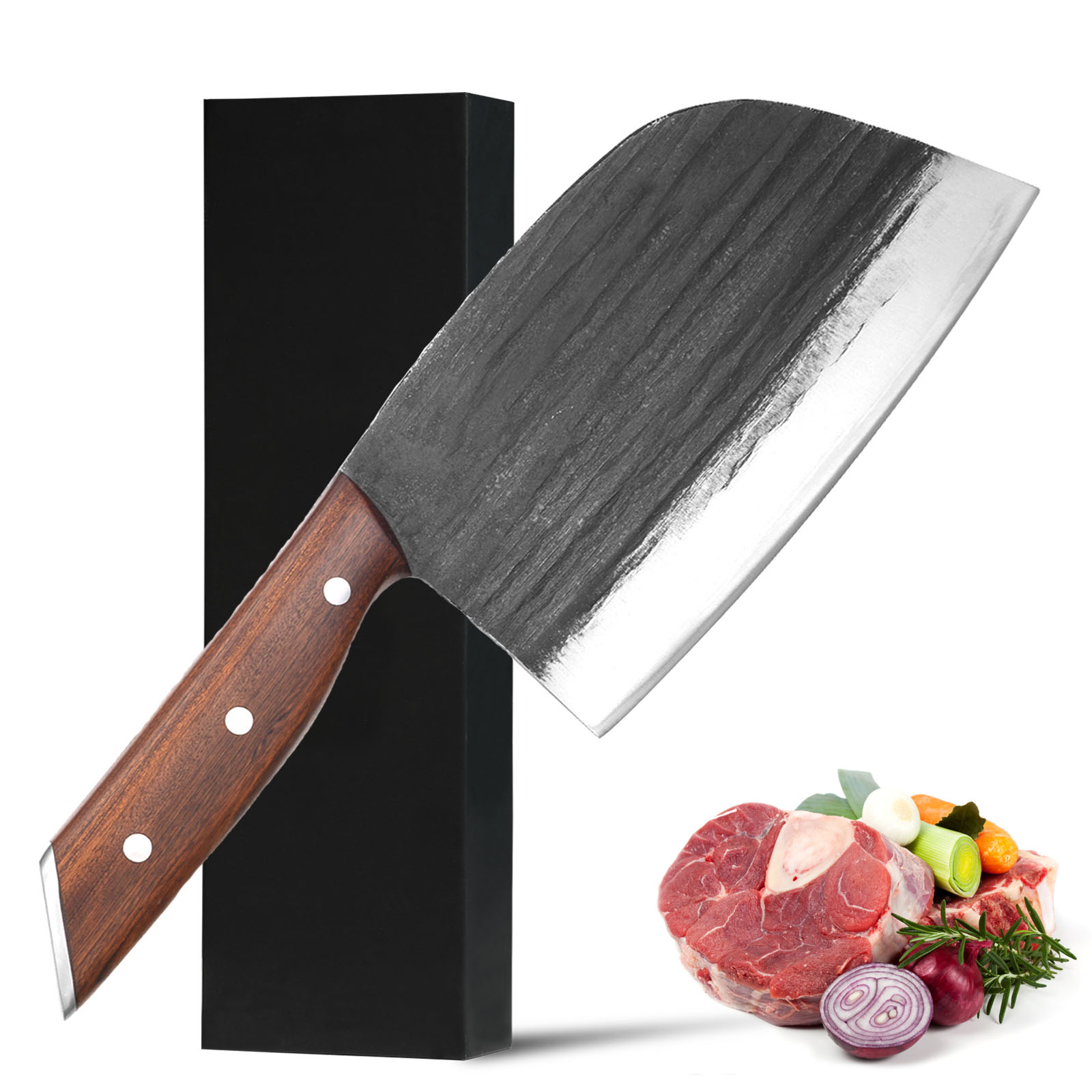 Meat Cleaver Knife Heavy Duty Japanese Hand Forged Chef Knife, Cleaver Knife For Meat Cutting