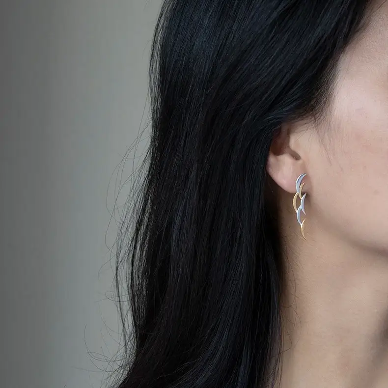 Earrings S925 Silver Moon High-end Light Luxury