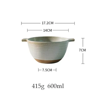 Japanese Stoneware Amphora Bowl Vintage Ceramic Tableware White - Shop at LoveMi
