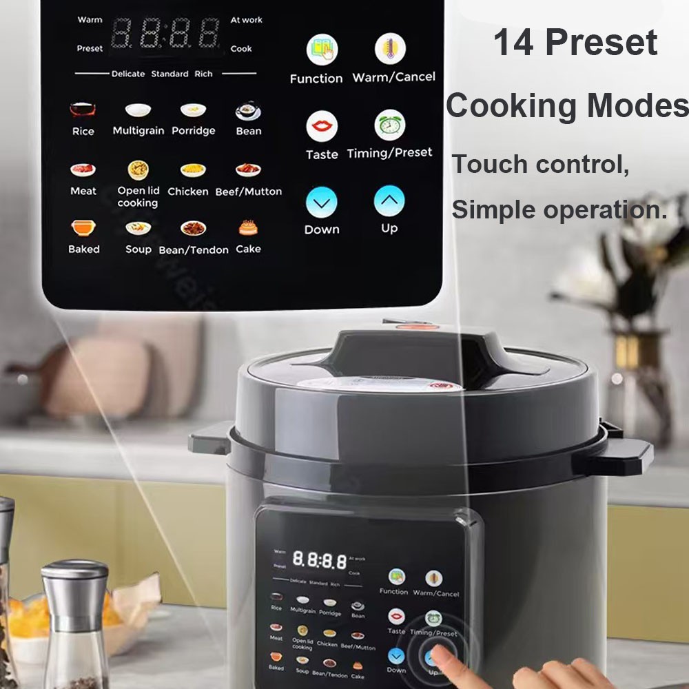 6L Digital Electric Pressure Cooker 12-in-1 Non Stick 24H Preset 1500W UK — image 2