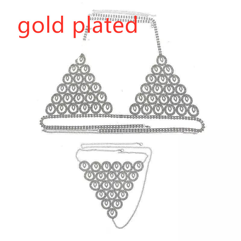 Body Chain Set Nightclub Rhinestone Bra Panties Costume Lingerie Jewelry