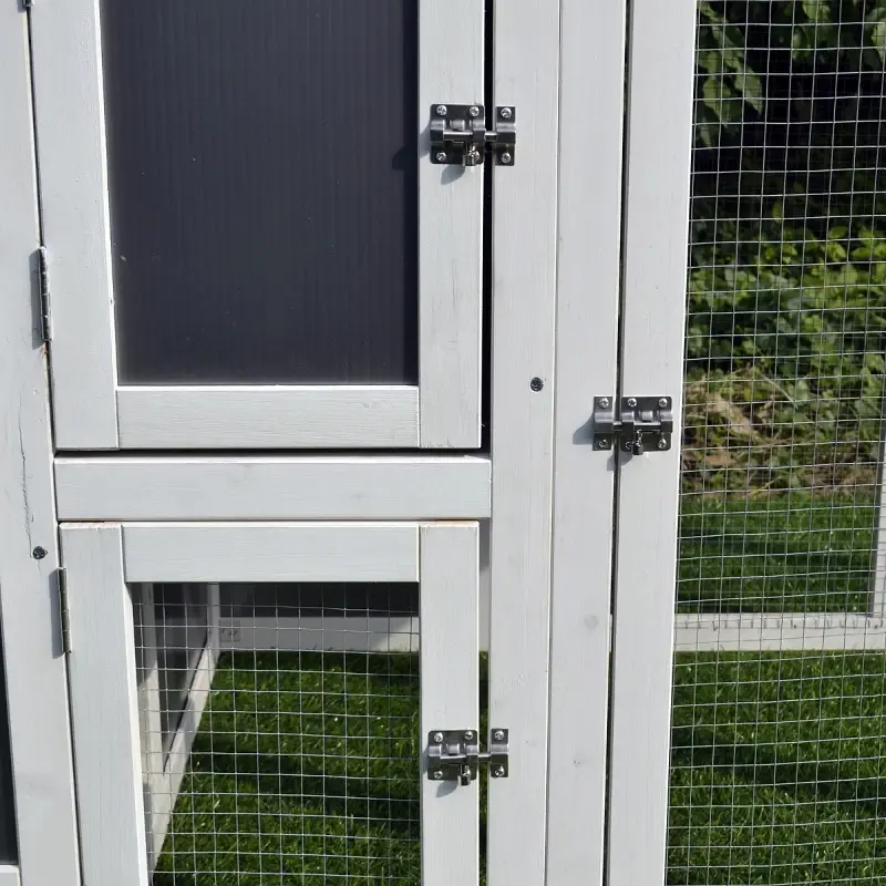 Chicken Coop Wooden Chicken House Rabbit Hutch Poultry Cage Hen Pen PC Roof With Run Box