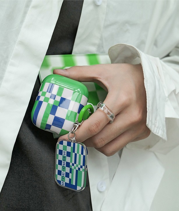Green Grid Wireless Earphone Soft Cover - Image 4