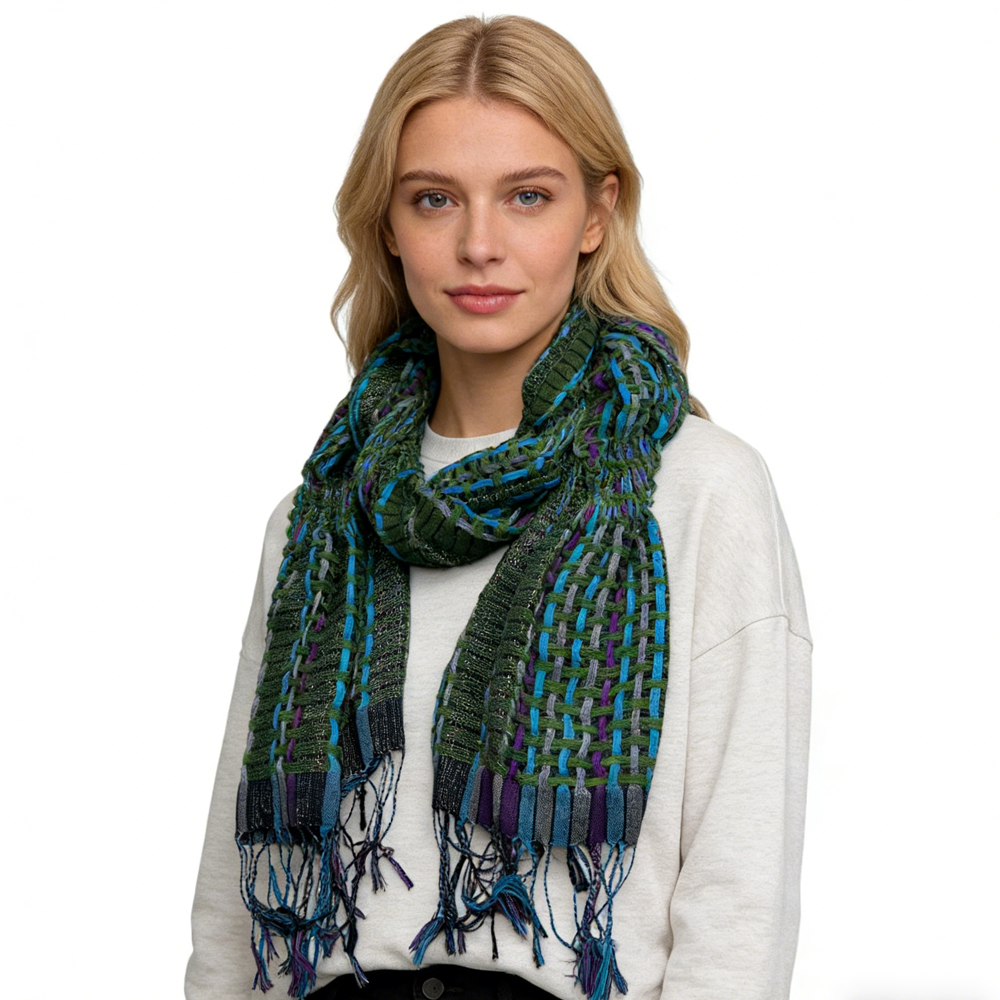 Olive Yarn-Dyed Polyester Scarf - Military Chic Scarf 66inchx23inch