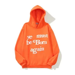 Letter Foam Print Men's And Women's Hoodie Plus Fleece Sweater - Orange - View 1