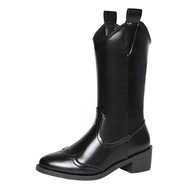 Women's Pointed Toe Sleeve Chunky Heel Fashion Martin Boots Black - Shop at LoveMi