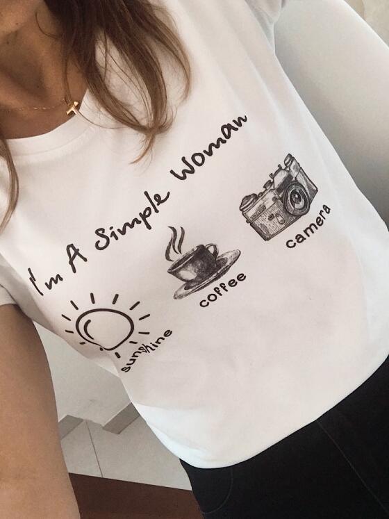 Title 4, Explosive AliExpress Coffee And Camera White T-...