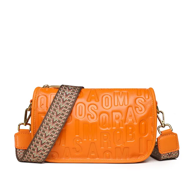 Cowhide Design Trendy Fashion Alphabet Shoulder Messenger Bag Yellow - Shop at LoveMi