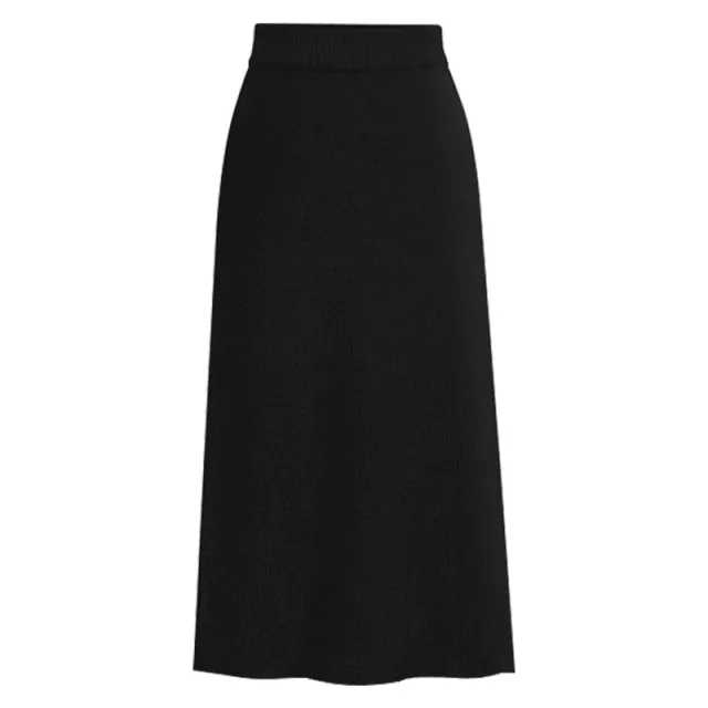 Women's Plus Size Autumn And Winter Wool High waisted Long Skirt Black - Shop at LoveMi