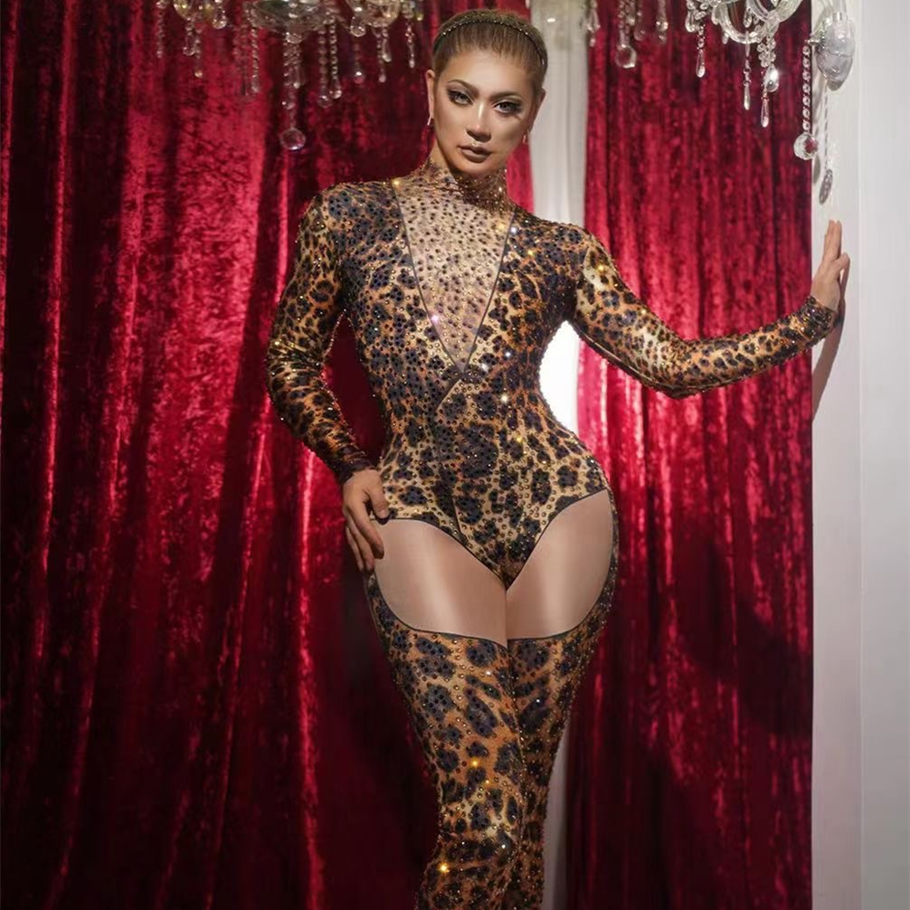 Rhinestone Tights Performance Costumes - Image 4