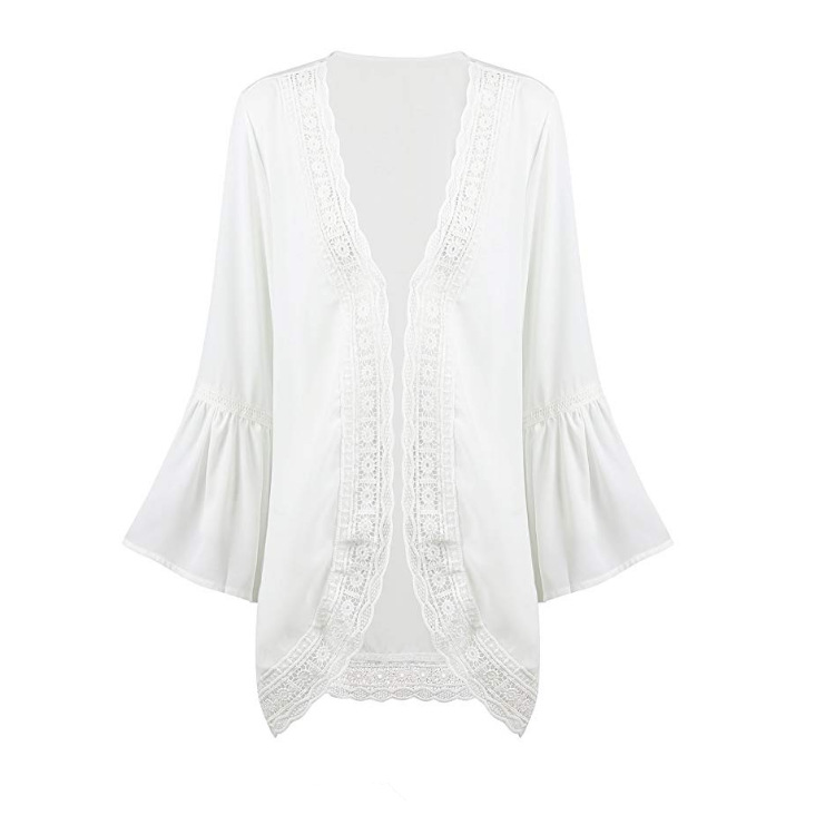 Ladies Hot Sale Fashion Cardigan Lace Chiffon Long Sleeve Shirt