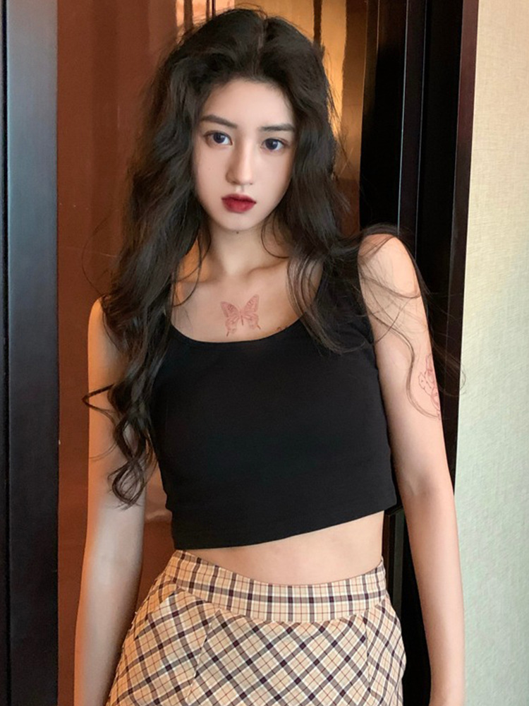 Women's Short White Sling Bottoming Vest