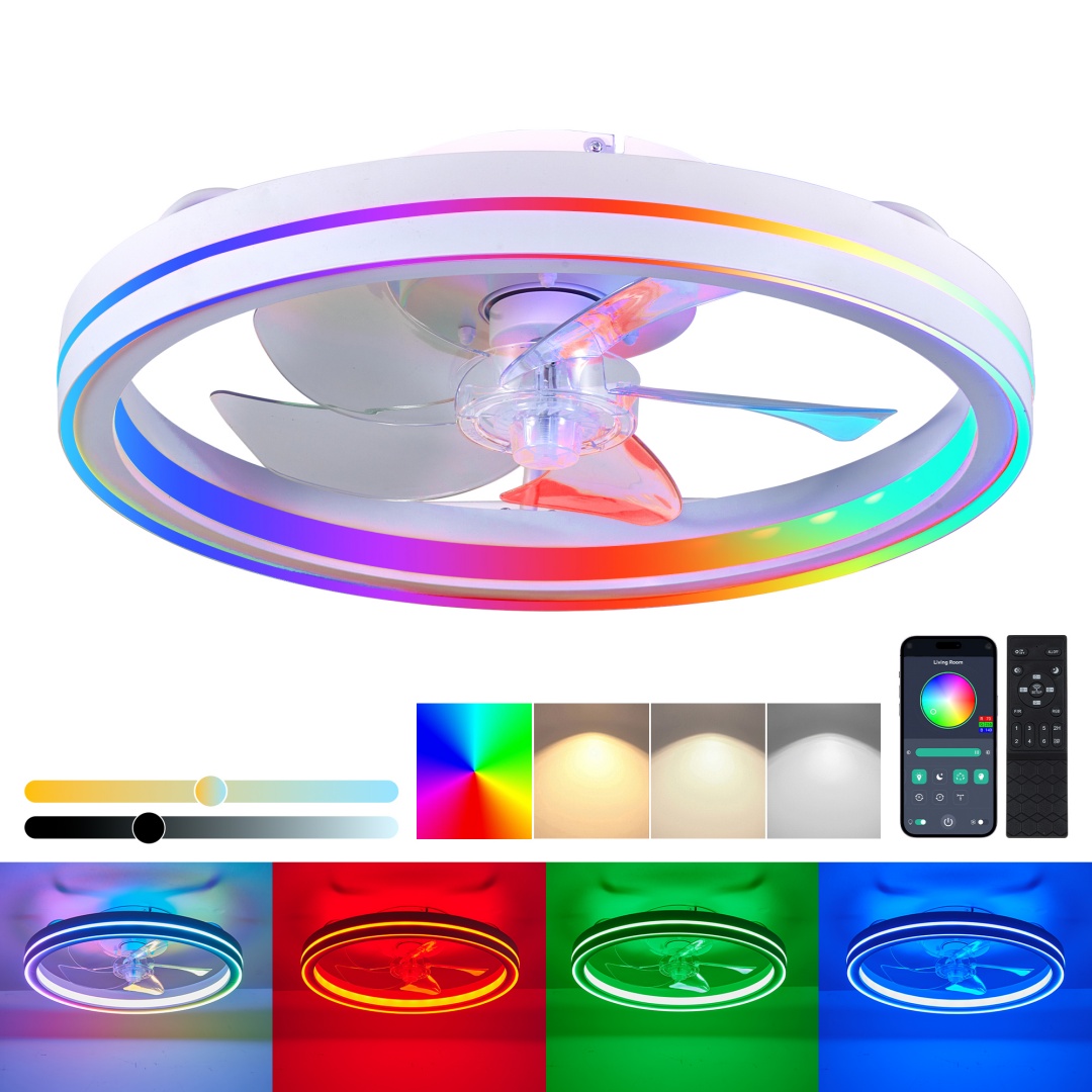 RGB Ceiling Fans With Lights, 19in Smart LED Ceiling Fan With Remote APP... 3