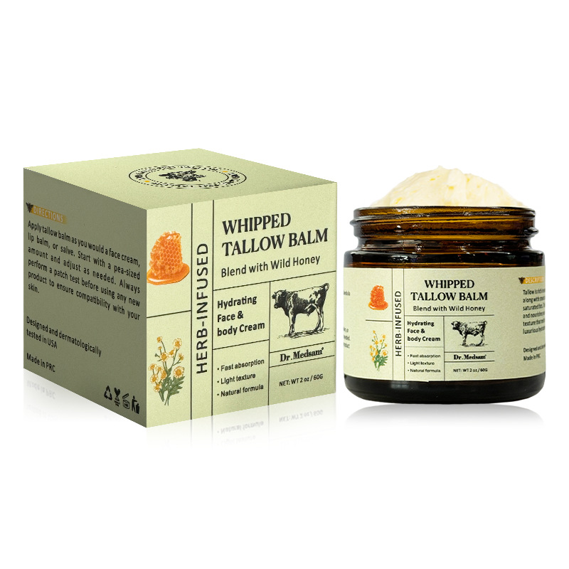 Herb Infused Whipped Grass Fed Beef Tallow Honey Balm, Natural Grass-Fed Tallow Face & Body Moisturizer, Dry Skin Barrier Repair Nourishing Body Butter Cream — foto 5