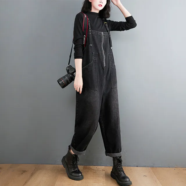 Plus Size Sister Show Thin Jeans Suspenders Black - Shop at LoveMi