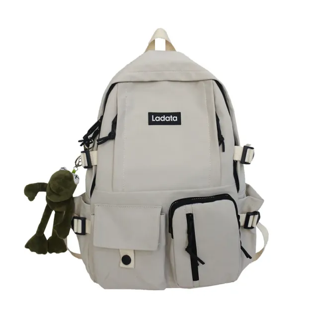 Simple Multi pocket Backpack Students Anti theft Junior High School College Schoolbag Casual Large Capacity Computer Bags White - Shop at LoveMi